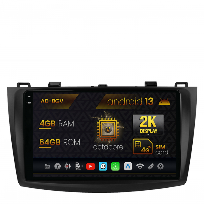 Navigatie Mazda 3 (2009-2013), Android 13, V-Octacore 4GB RAM + 64GB ROM, 9.5 Inch - AD-BGV9004+AD-BGRKIT320