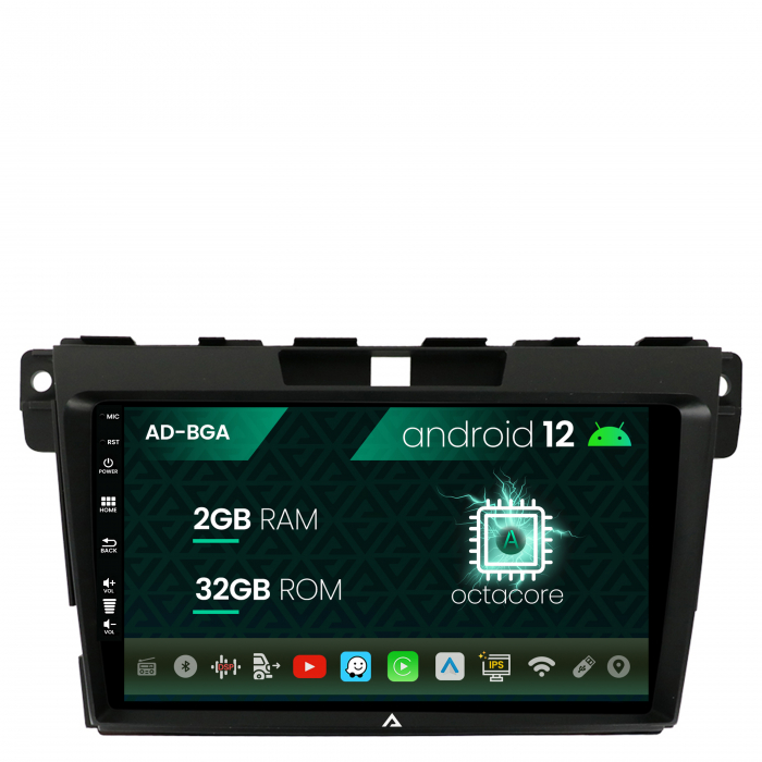 Navigatie mazda cx-7 (2008-2013), android 12, a-octacore 2gb ram + 32gb rom, 9 inch - ad-bga9002+ad-bgrkit326