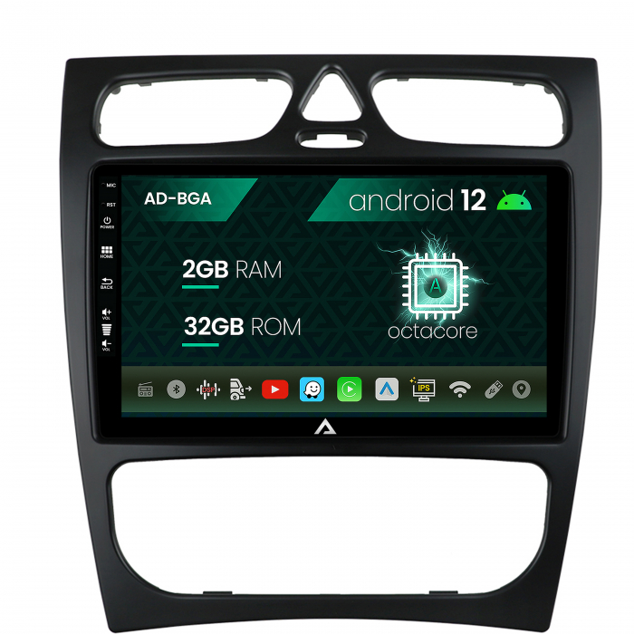 Navigatie Mercedes Benz C-Class W203 (2000-2005), Android 12, A-Octacore 2GB RAM + 32GB ROM, 9 INCH - AD-BGA9002+AD-BGRKIT416