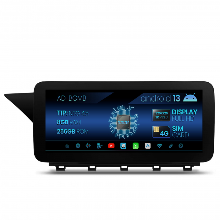 Navigatie Mercedes Benz GLK X204 (2013-2015), NTG 4.5, Android 13, MB-Octacore, 8GB RAM + 256GB ROM, 12.3 Inch - AD-BGMB1000845+AD-BGRKITMB007
