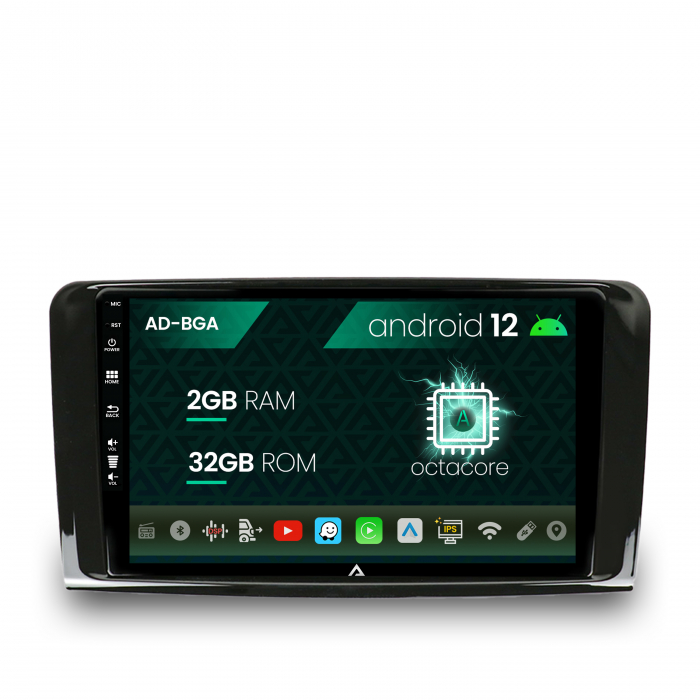 Navigatie Mercedes Benz ML W164 GL X164, Android 12, A-Octacore 2GB RAM + 32GB ROM, 9 Inch - AD-BGA9002+AD-BGRKIT405