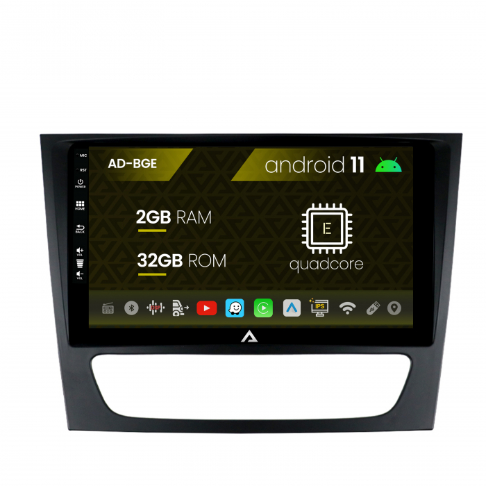 Navigatie mercedes benz w211 cls, android 11, e-quadcore 2gb ram + 32gb rom, 9 inch - ad-bge9002+ad-bgrkit415