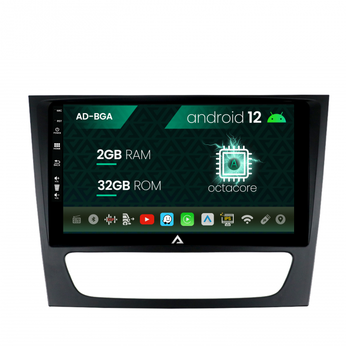 Navigatie mercedes benz w211 cls, android 12, a-octacore 2gb ram + 32gb rom, 9 inch - ad-bga9002+ad-bgrkit415
