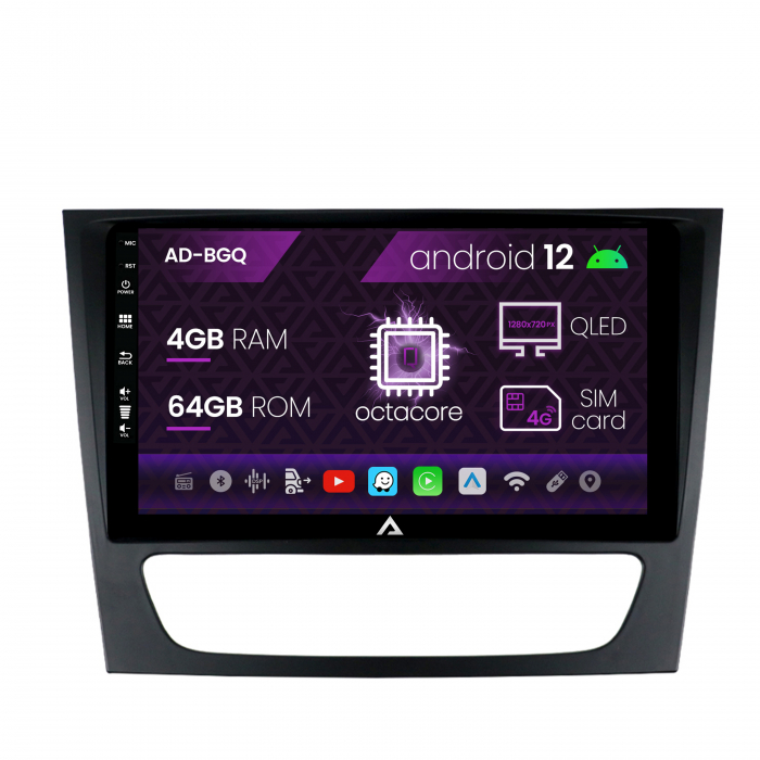 Navigatie mercedes benz w211 cls, android 12, q-octacore 4gb ram + 64gb rom, 9 inch - ad-bgq9004+ad-bgrkit415