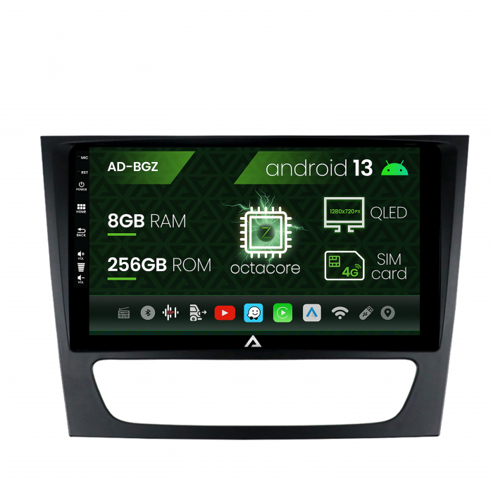 Navigatie mercedes benz w211 cls, android 13, z-octacore 8gb ram + 256gb rom, 9 inch - ad-bgz9008+ad-bgrkit415