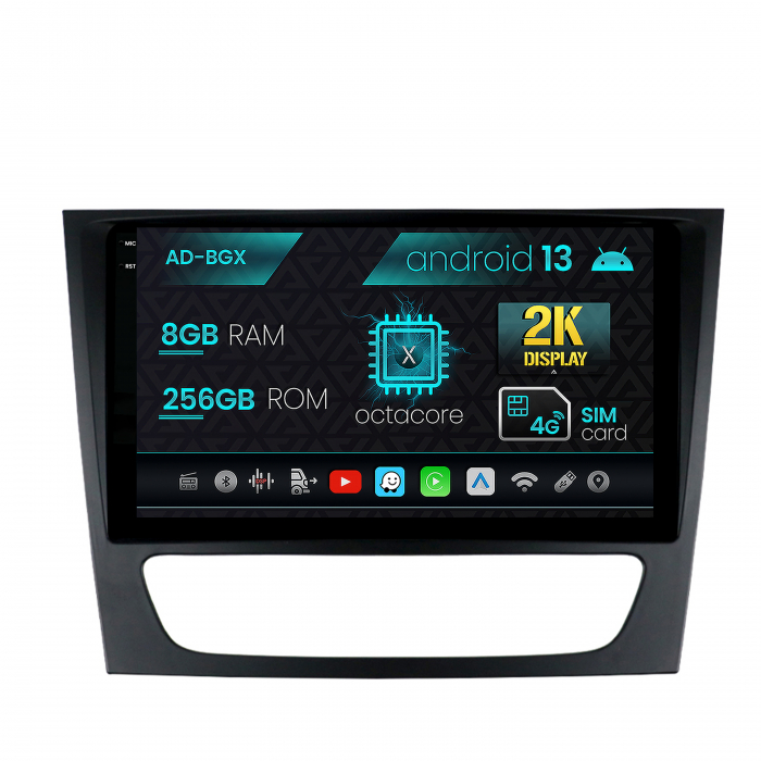 Navigatie mercedes benz w211 cls, android 13, x-octacore 8gb ram + 256gb rom, 9.5 inch - ad-bgx9008+ad-bgrkit415
