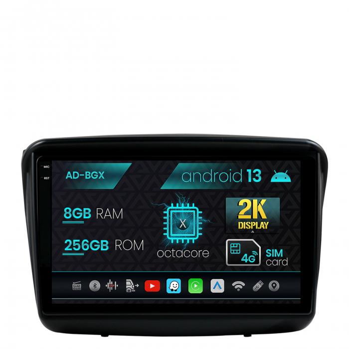 Navigatie mitsubishi l200 pajero sport, android 13, x-octacore 8gb ram + 256gb rom, 9.5 inch - ad-bgx9008+ad-bgrkit278