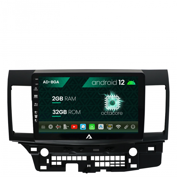 Navigatie Mitsubishi Lancer (2007-2016), Android 12, A-Octacore 2GB RAM + 32GB ROM, 10.1 Inch - AD-BGA10002+AD-BGRKIT269