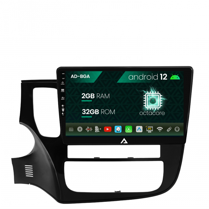 Navigatie mitsubishi outlander (2013-2020), android 12, a-octacore 2gb ram + 32gb rom, 10.1 inch - ad-bga10002+ad-bgrkit281