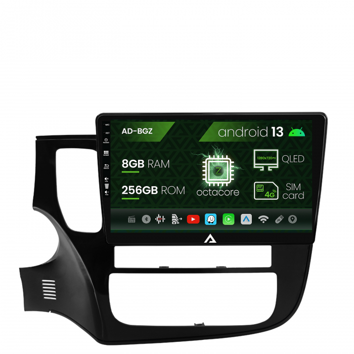 Navigatie mitsubishi outlander (2013-2020), android 13, z-octacore 8gb ram + 256gb rom, 10.1 inch - ad-bgz10008+ad-bgrkit281