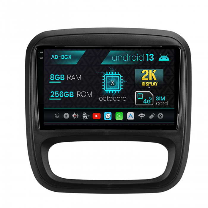 Navigatie Opel Vivaro Renault Trafic (2014-2017), Android 13, X-Octacore 8GB RAM + 256GB ROM, 9.5 Inch - AD-BGX9008+AD-BGRKIT389