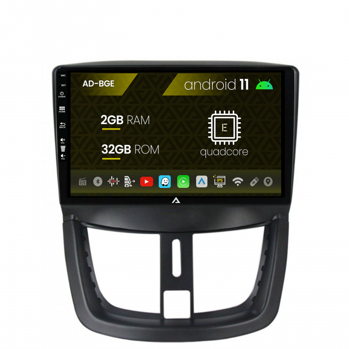 Navigatie peugeot 207, android 11, e-quadcore 2gb ram + 32gb rom, 9 inch - ad-bge9002+ad-bgrkit263