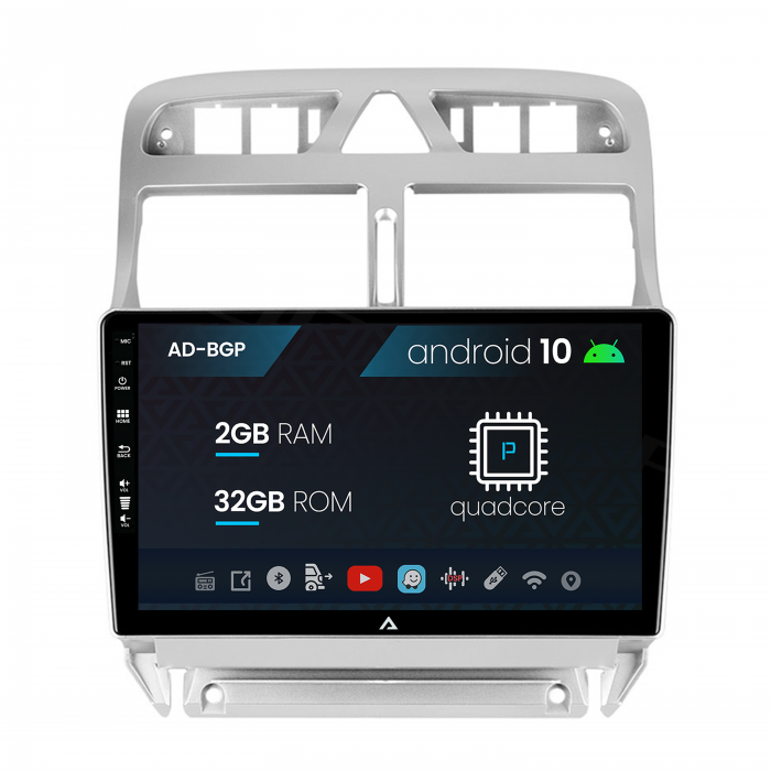 Navigatie peugeot 307, android 10, p-quadcore 2gb ram + 32gb rom, 9 inch - ad-bgp9002+ad-bgrkit266