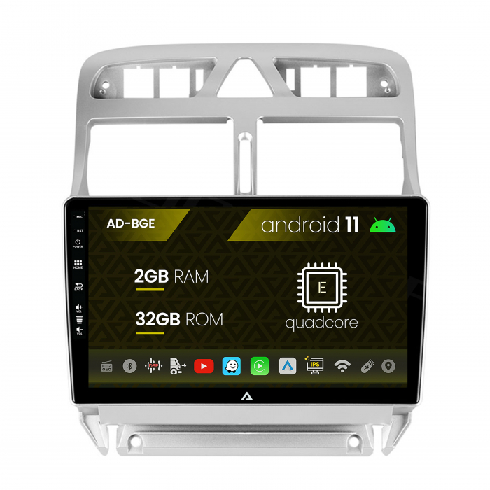 Navigatie peugeot 307, android 11, e-quadcore 2gb ram + 32gb rom, 9 inch - ad-bge9002+ad-bgrkit266