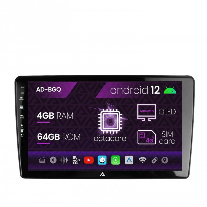 Navigatie peugeot 307, android 12, q-octacore 4gb ram + 64gb rom, 9 inch - ad-bgq9004+ad-bgrkit266s