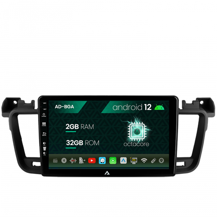 Navigatie peugeot 508 (2010-2018), android 12, a-octacore 2gb ram + 32gb rom, 9 inch - ad-bga9002+ad-bgrkit264