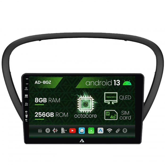 Navigatie Peugeot 607 (2004-2011), Android 13, Z-Octacore 8GB RAM + 256GB ROM, 9 Inch - AD-BGZ9008+AD-BGRKIT266V4