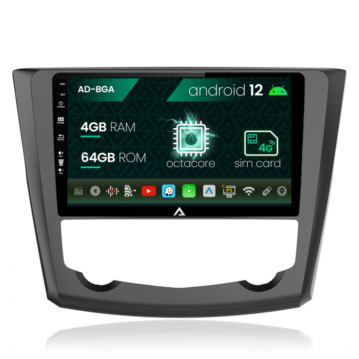 Navigatie renault kadjar, android 12, a-octacore 4gb ram + 64gb rom, 9 inch - ad-bga9004+ad-bgrkit364