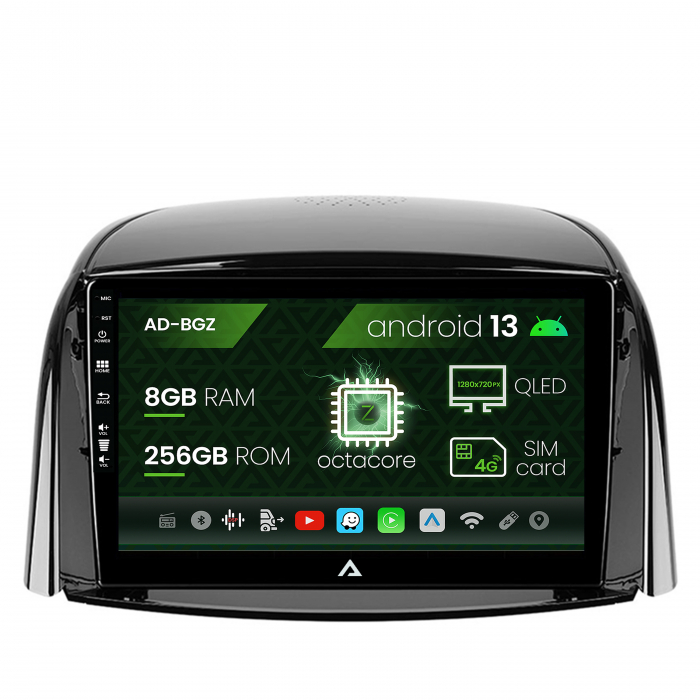 Navigatie renault koleos (2009-2016), android 13, z-octacore 8gb ram + 256gb rom, 9 inch - ad-bgz9008+ad-bgrkit365