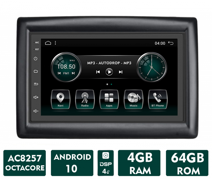 Navigatie renault megane 2 (2002-2009), android 12, a-octacore 4gb ram + 64gb rom, 7 inch - ad-bga1004+ad-bgrre0032din