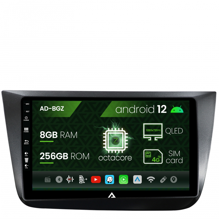 Navigatie Seat Altea Toledo (2005-2012), Android 13, Z-Octacore 8GB RAM + 256GB ROM, 9 Inch - AD-BGZ9008+AD-BGRKIT055