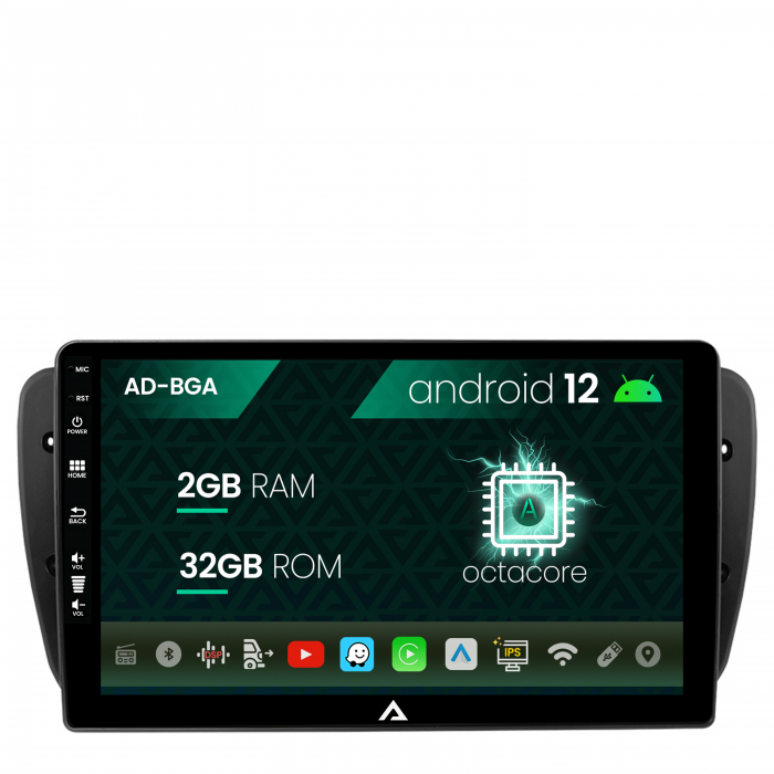 Navigatie seat ibiza (2009-2013), android 12, a-octacore 2gb ram + 32gb rom, 9 inch - ad-bga9002+ad-bgrkit049