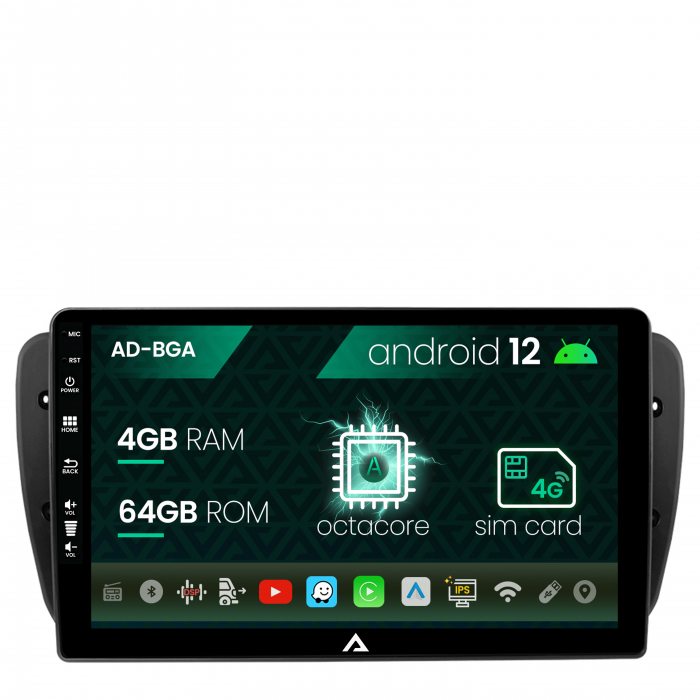 Navigatie seat ibiza (2009-2013), android 12, a-octacore 4gb ram + 64gb rom, 9 inch - ad-bga9004+ad-bgrkit049