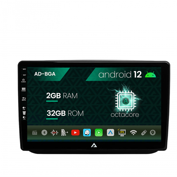 Navigatie skoda fabia (2007-2014), android 12, a-octacore 2gb ram + 32gb rom, 10.1 inch - ad-bga10002+ad-bgrkit046