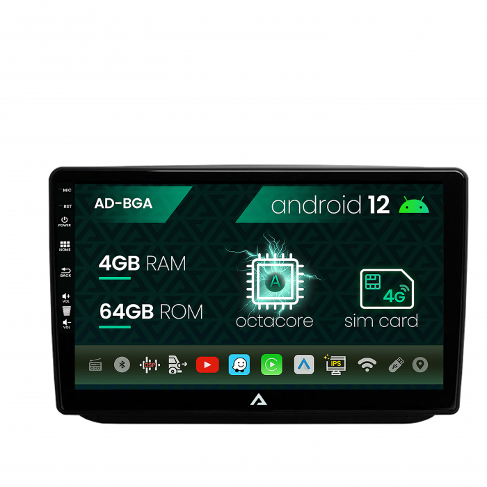 Navigatie skoda fabia (2007-2014), android 12, a-octacore 4gb ram + 64gb rom, 10.1 inch - ad-bga10004+ad-bgrkit046