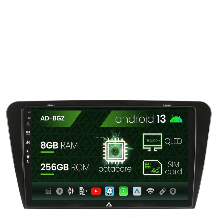 Navigatie skoda octavia 3 (2013-2018), android 13, z-octacore 8gb ram + 256gb rom, 10.1 inch - ad-bgz10008+ad-bgrkit026