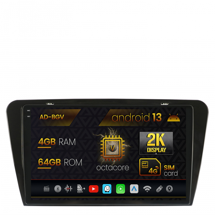 Navigatie Skoda Octavia 3 (2013-2018), Android 13, V-Octacore 4GB RAM + 64GB ROM, 10.36 Inch - AD-BGV10004+AD-BGRKIT026