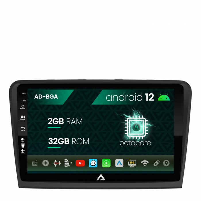 Navigatie skoda superb 2 (2008-2015), android 12, a-octacore 2gb ram + 32gb rom, 10.1 inch - ad-bga10002+ad-bgrkit043