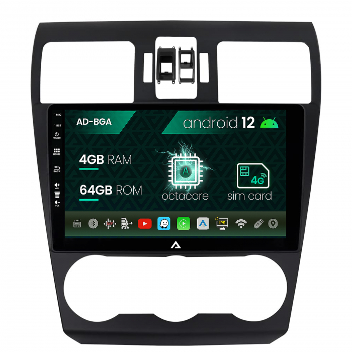 Navigatie subaru forester (2012-2018), android 12, a-octacore 4gb ram + 64gb rom, 9 inch - ad-bga9004+ad-bgrkit334