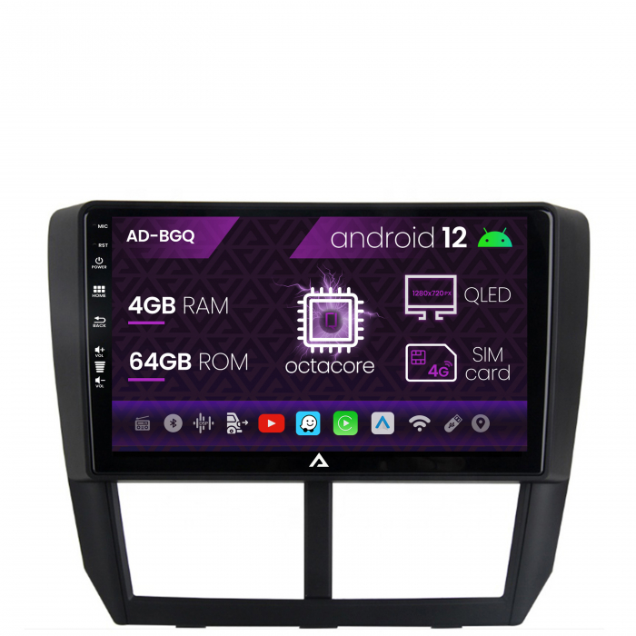 Navigatie subaru forester (2007-2013), android 12, q-octacore 4gb ram + 64gb rom, 9 inch - ad-bgq9004+ad-bgrkit333