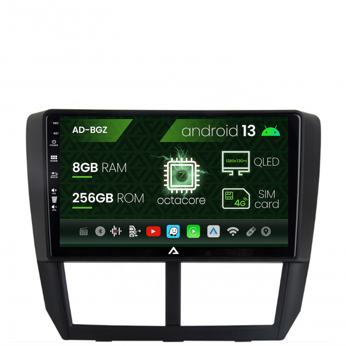 Navigatie subaru forester (2007-2013), android 13, z-octacore 8gb ram + 256gb rom, 9 inch - ad-bgz9008+ad-bgrkit333
