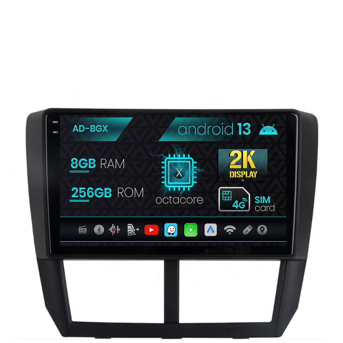 Navigatie subaru forester (2007-2013), android 13, x-octacore 8gb ram + 256gb rom, 9.5 inch - ad-bgx9008+ad-bgrkit333