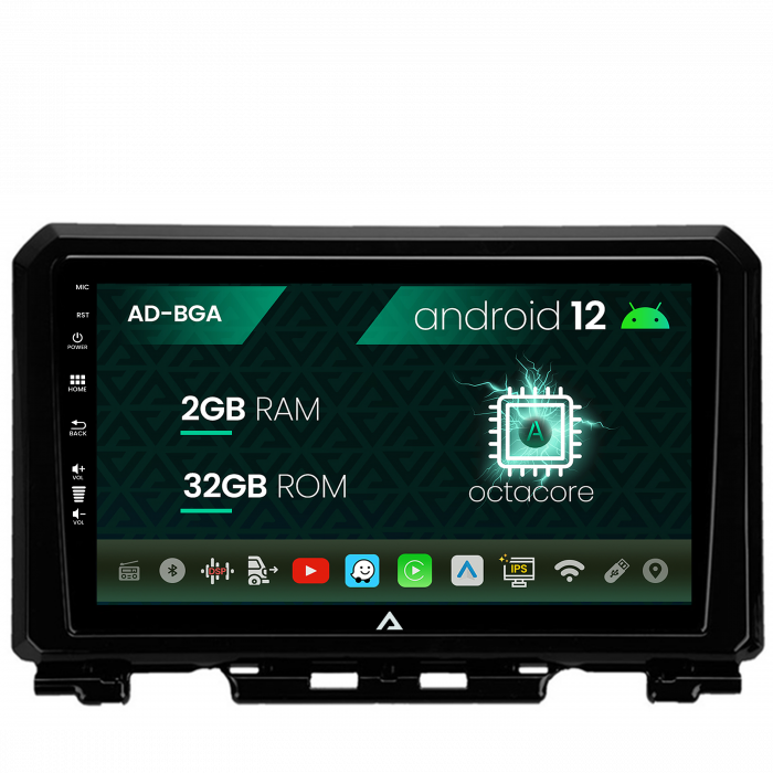 Navigatie suzuki jimny (2018-2022), android 12, a-octacore 2gb ram + 32gb rom, 9 inch - ad-bga9002+ad-bgrkit312