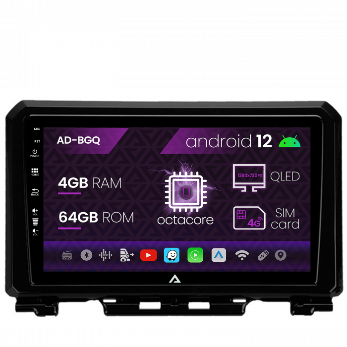 Navigatie suzuki jimny (2018-2022), android 12, q-octacore 4gb ram + 64gb rom, 9 inch - ad-bgq9004+ad-bgrkit312