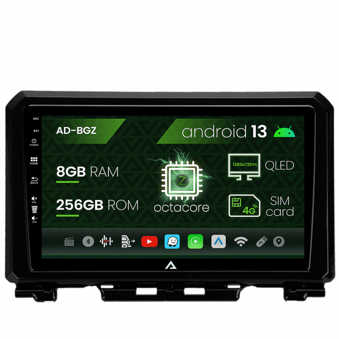 Navigatie suzuki jimny (2018-2022), android 13, z-octacore 8gb ram + 256gb rom, 9 inch - ad-bgz9008+ad-bgrkit312