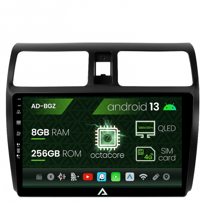 Navigatie suzuki swift (2003-2010), android 13, z-octacore 8gb ram + 256gb rom, 9 inch - ad-bgz9008+ad-bgrkit301