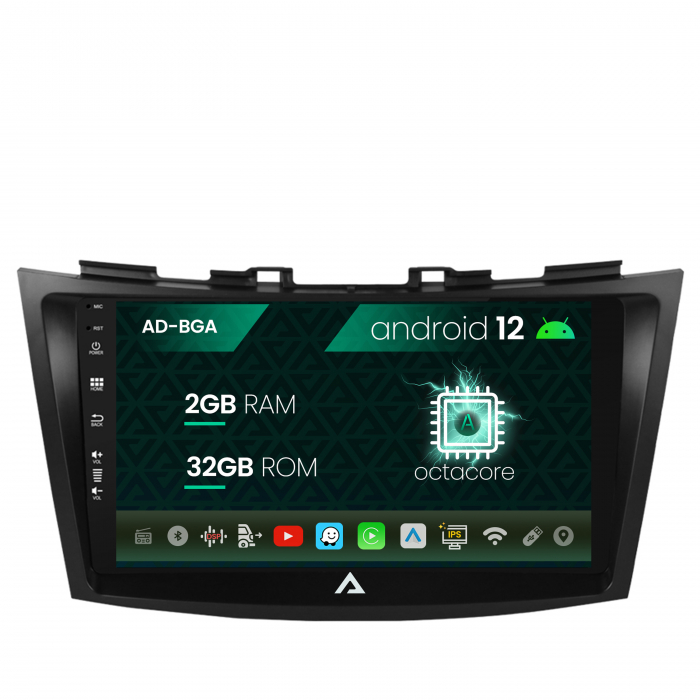 Navigatie Suzuki Swift (2011-2017), Android 12, A-Octacore 2GB RAM + 32GB ROM, 9 Inch - AD-BGA9002+AD-BGRKIT304