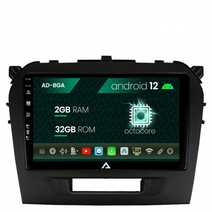 Navigatie suzuki vitara (2015+), android 12, a-octacore 2gb ram + 32gb rom, 9 inch - ad-bga9002+ad-bgrkit299