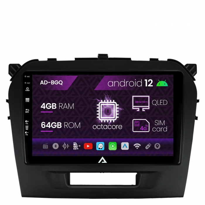 Navigatie suzuki vitara (2015+), android 12, q-octacore 4gb ram + 64gb rom, 9 inch - ad-bgq9004+ad-bgrkit299