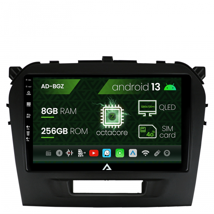 Navigatie suzuki vitara (2015+), android 13, z-octacore 8gb ram + 256gb rom, 9 inch - ad-bgz9008+ad-bgrkit299