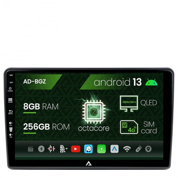 Navigatie Toyota Auris (2006-2012), Android 13, Z-Octacore 8GB RAM + 256GB ROM, 9 Inch - AD-BGZ9008+AD-BGRKIT091V2