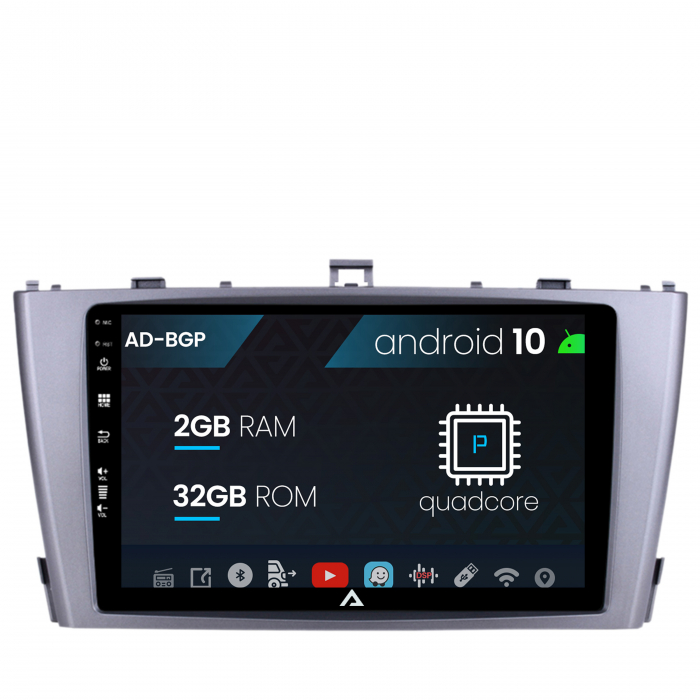 Navigatie toyota avensis (2008-2015), android 10, p-quadcore 2gb ram + 32gb rom, 9 inch - ad-bgp9002+ad-bgrkit093