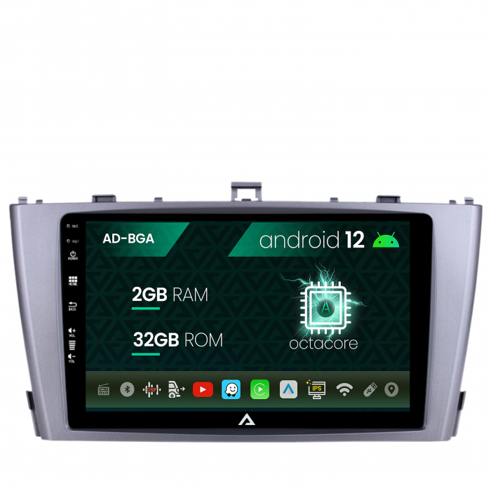 Navigatie toyota avensis (2008-2015), android 12, a-octacore 2gb ram + 32gb rom, 9 inch - ad-bga9002+ad-bgrkit093