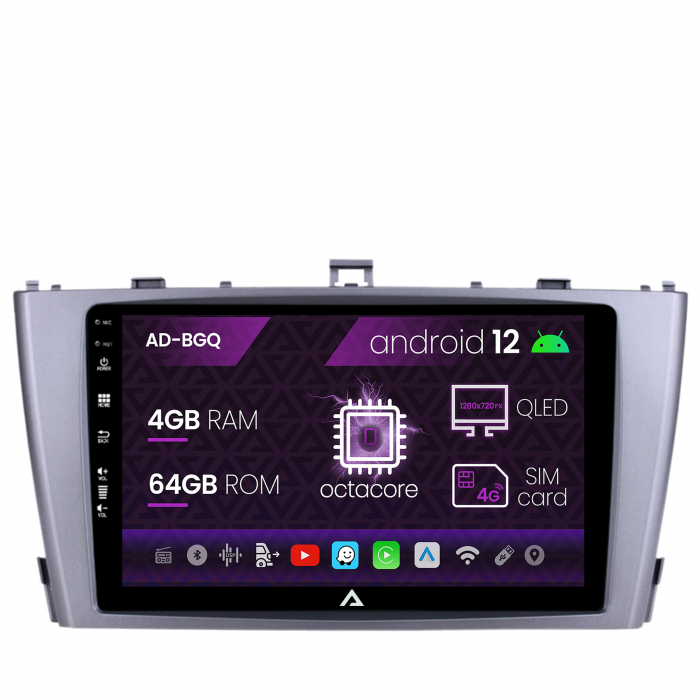 Navigatie toyota avensis (2008-2015), android 12, q-octacore 4gb ram + 64gb rom, 9 inch - ad-bgq9004+ad-bgrkit093