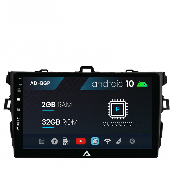 Navigatie toyota corolla (2006-2013), android 10, p-quadcore 2gb ram + 32gb rom, 9 inch - ad-bgp9002+ad-bgrkit091