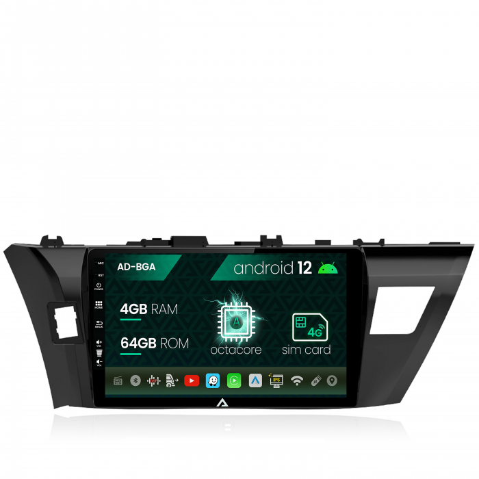 Navigatie toyota corolla (2012-2016), android 12, a-octacore 4gb ram + 64gb rom, 10.1 inch - ad-bga10004+ad-bgrkit058